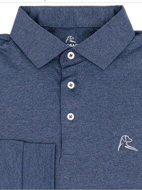 Rhoback Men’s Long Sleeve Performance Golf Polo Athleisure Wear Blue Size Large